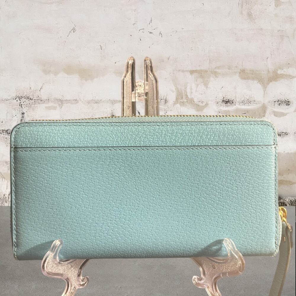 kate spade light blue zip-around pebbled leather wallet EUC - Picture 3 of 6